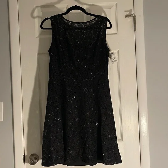 Ronni Nicole | Dresses | Black Lace And Sequin Fit And Flare Dress Size 6 |  Poshmark
